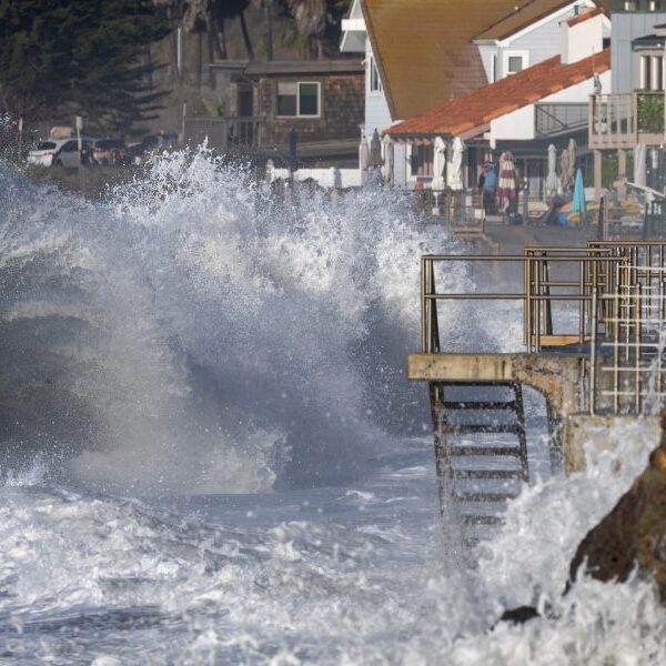 ‘Gnarly’ waves as much as 40-feet tall are pummeling West Coast seashores…