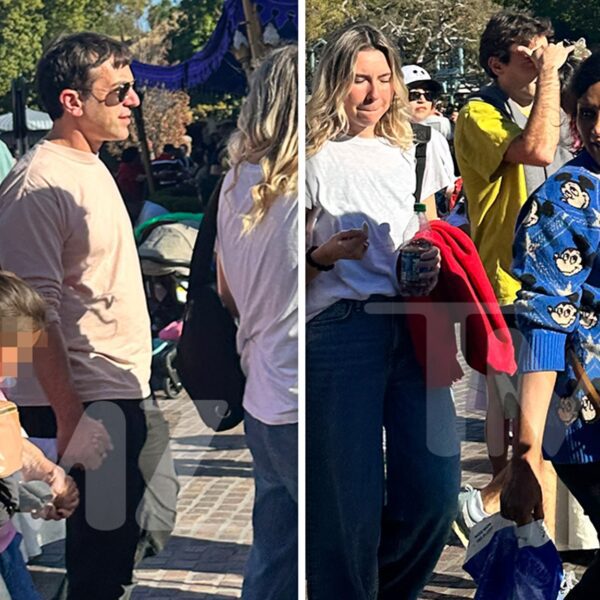 B.J. Novak Holds Mindy Kaling’s Daughter’s Hand at Disneyland