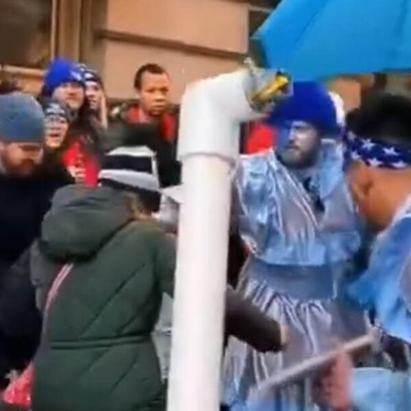 Man Who Tries to Steal Trump Flag at New Yr’s Mummers Parade…