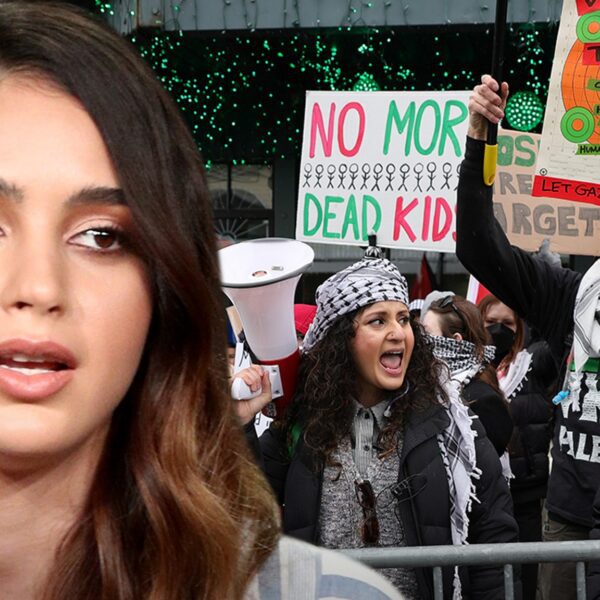 Melissa Barrera, Palestine Protesters Shut Down Avenue Exterior Sundance