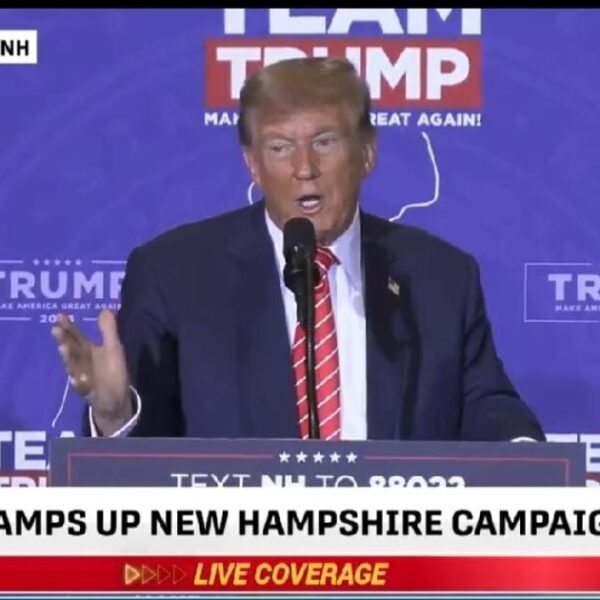 President Trump Takes the Stage to Thunderous Applause in Harmony, New Hampshire:…