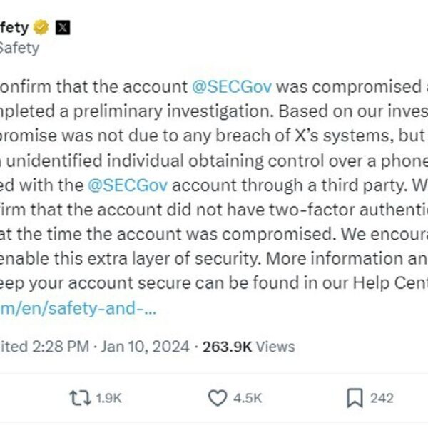 Twiitter confirms @SECGov was compromised, didn’t have two-factor authentication enabled