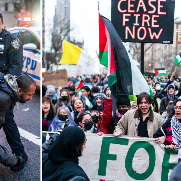 Anti-Israel protesters conflict with NYPD officers in fiery scuffle that led to…
