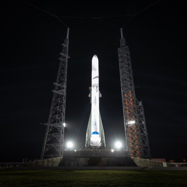 Forward of testing, Blue Origin raises New Glenn on the launch pad…