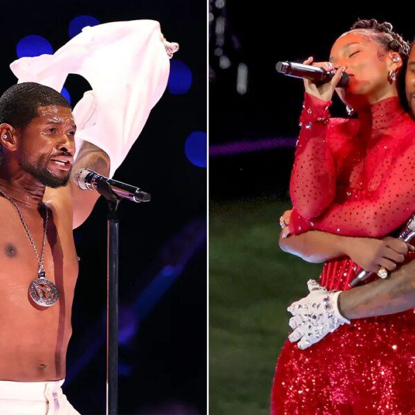 Tremendous Bowl halftime performer Usher takes off shirt, brings out Alicia Keys…