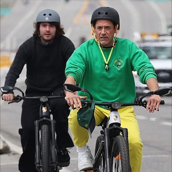Robert Downey Jr. Malibu Biking with Son Indio in Security-First Vogue