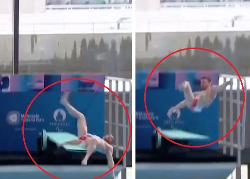 FRENCH FLOP: Diver Alexis Jandard Flops and Falls into Water as France…