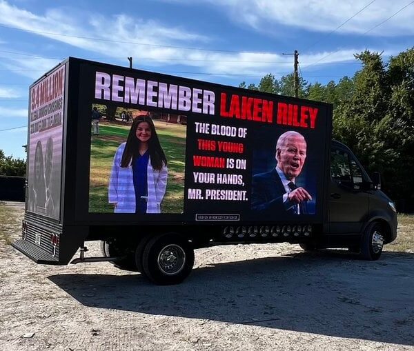 Large Laken Riley Billboard Truck Circles Biden’s Talking Venue in Tampa |…