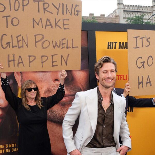 Glen Powell’s Parents Hilariously Troll Him At ‘Hit Man’ Premiere