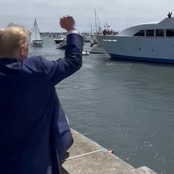 President Trump Waves to Supporters in Trump Boat Parade in Newport Beach…