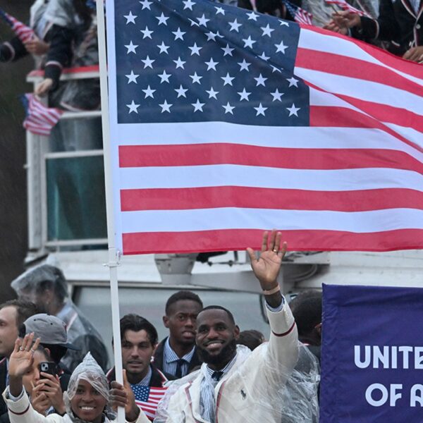 LeBron James, Coco Gauff Hoist American Flag on Team USA Boat At…