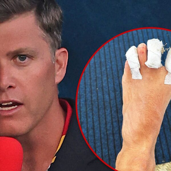 NBC’s Colin Jost Shows Off Wrapped Toes After Injury During Olympic Coverage