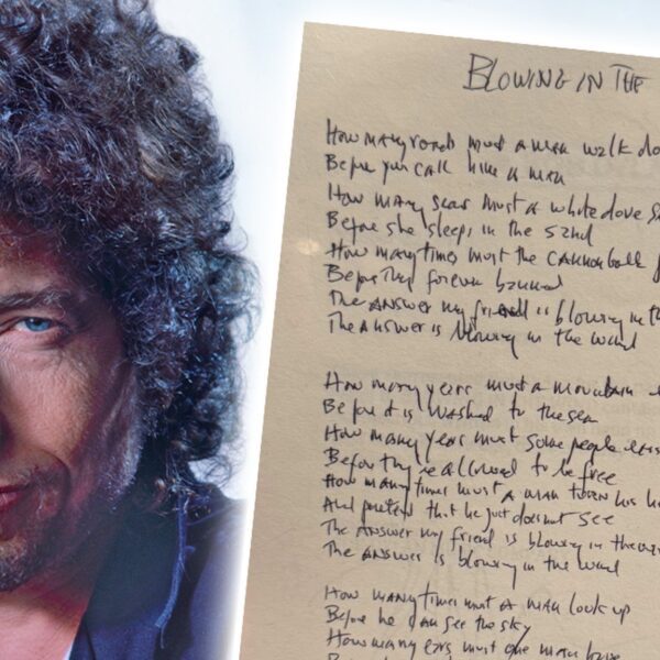 Bob Dylan’s Handwritten Lyrics to ‘Blowin’ within the Wind’ Up for Sale