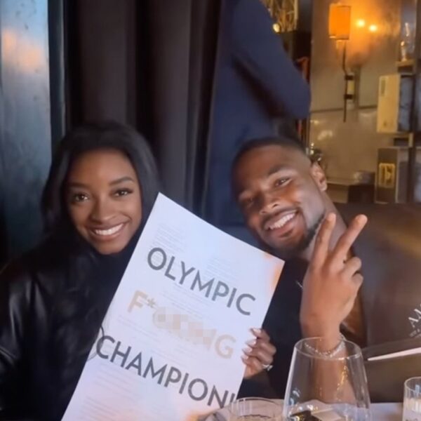 Simone Biles Poses with ‘Olympic F***ing Champion’ Menu