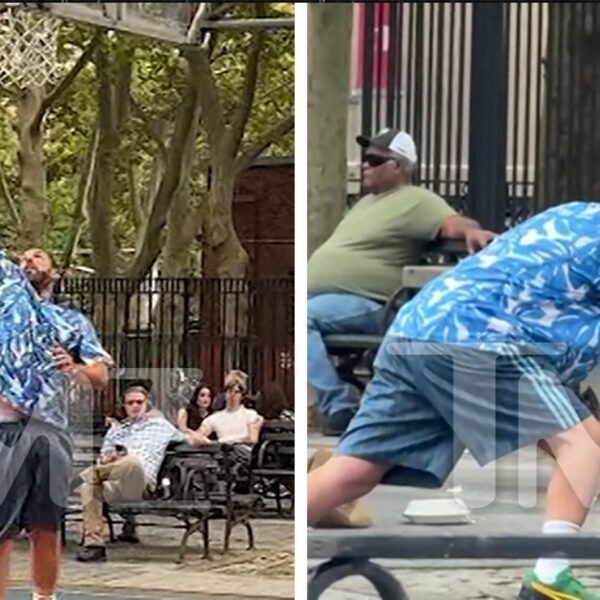 Adam Sandler Stretches, Plays Basketball in New York City