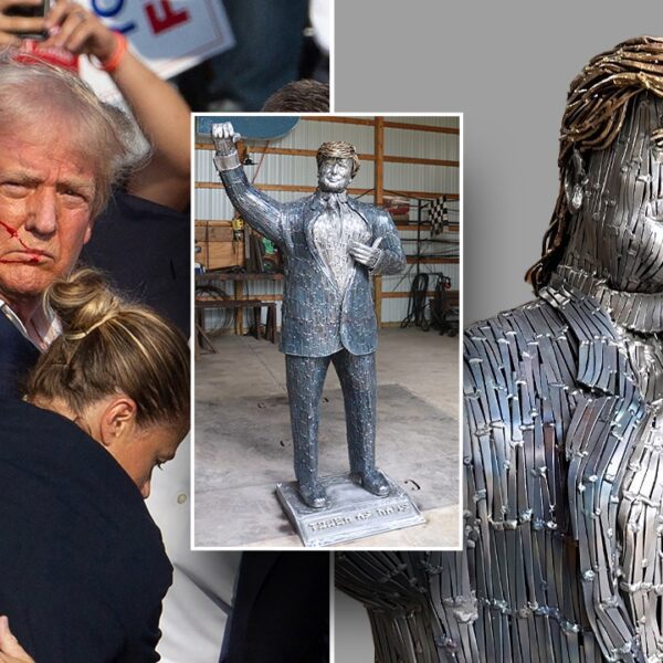 Life dimension ‘nail’ sculpture of former President Trump unveiled at assassination try…