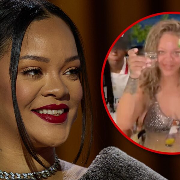 Rihanna Takes Shots with Friends at Beach Bar in Barbados