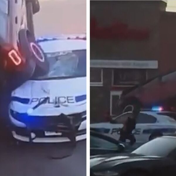 Man Drives Car Onto Police Vehicle in Tim Hortons Drive-Thru on Video