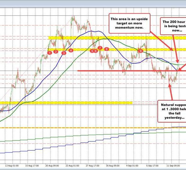 EURUSD runs to the 200 hour MA.