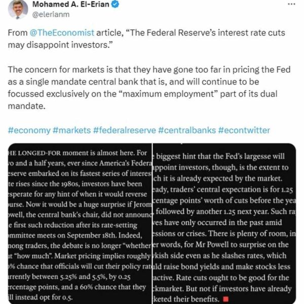 El Erian cites 'The Economist' – Fed price cuts "may disappoint "