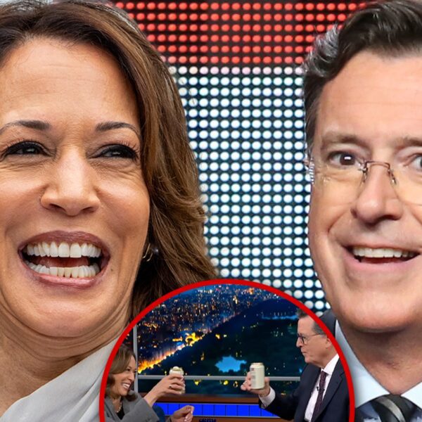 Kamala Harris Shares Beers With Stephen Colbert on his Late Night Show