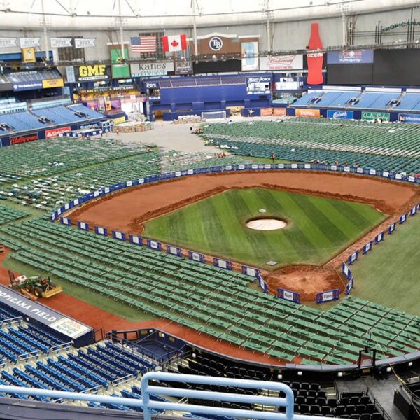 Hurricane Milton’s impending arrival causes Tropicana Field to transforms into base camp…