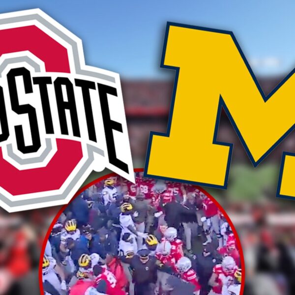 Ohio State & Michigan Football Teams Fight After Game Following Flag Planting