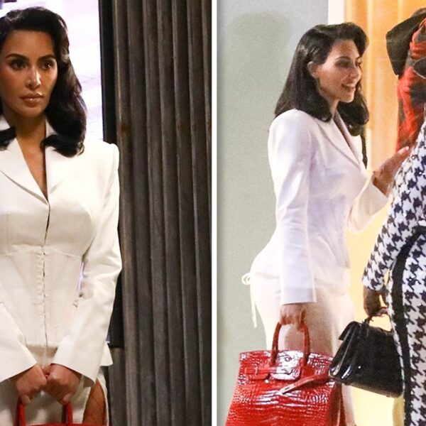 Kim Kardashian Shows Off Long Legs in Revealing Skirt on ‘All’s Fair’…