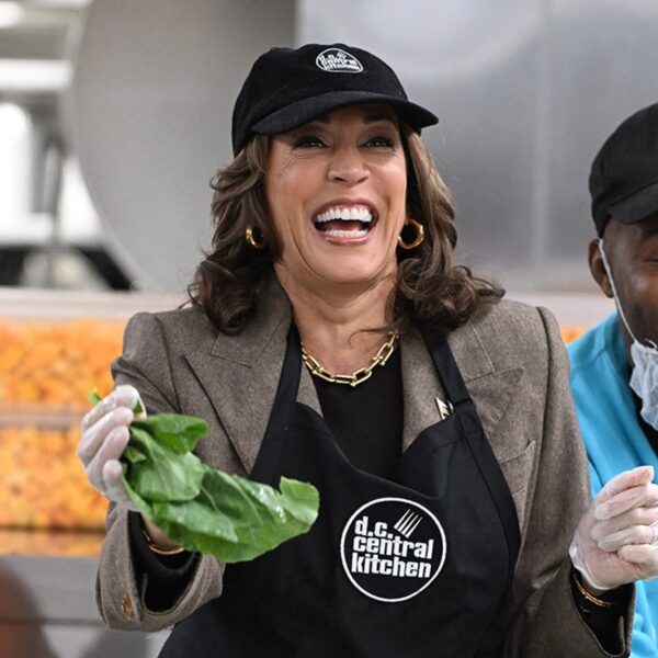 Kamala Harris Serves Food at Community Kitchen with Husband Doug Emhoff