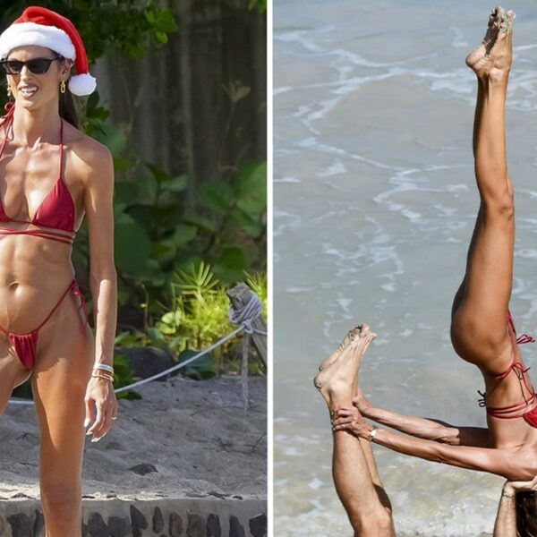 Victoria’s Secret Model Izabel Goulart & Fiancé Pose for Acrobatic Xmas Shoot