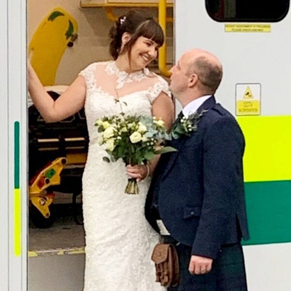 Wedding of paramedics takes place with ambulance as backdrop: ‘Felt solely proper’