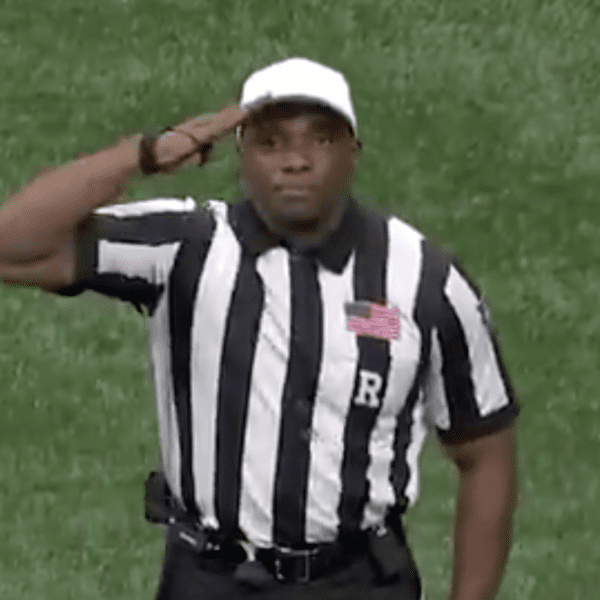 Class Act: College Football Referee Pauses Penalty Call To Salute Veterans During…