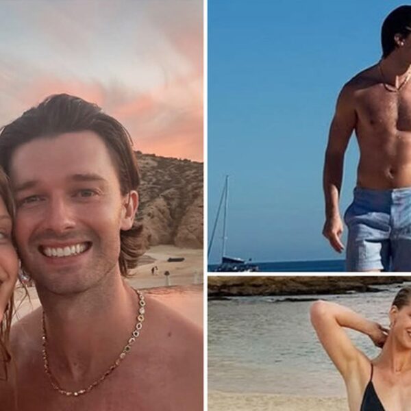 Patrick Schwarzenegger Cuddles Up With Fiancée Abby Champion on Beach Vacay