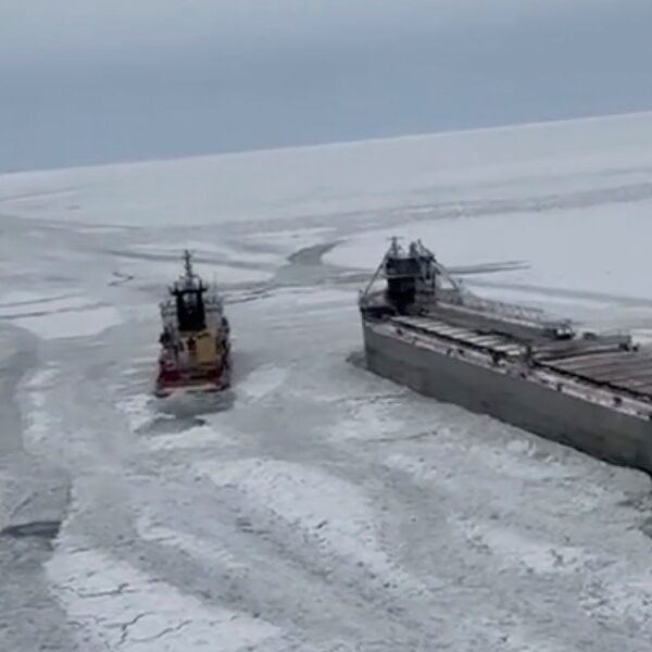 A Canadian freighter has been caught in Lake Erie’s ice for days,…