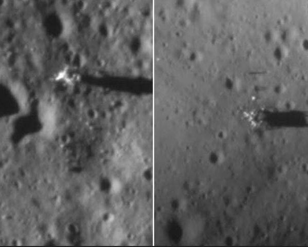 Orbiter photographs present lunar modules from first 2 moon landings greater than…