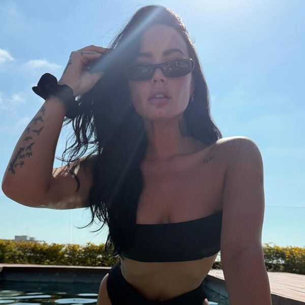 Demi Lovato Sizzles in New Black Bikini Pics, Takes Dip in Pool