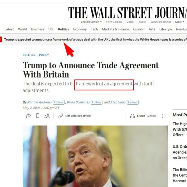 WSJ – Trump is predicted to announce a framework of a commerce…