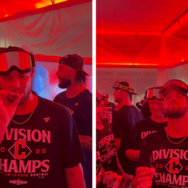 Cleveland Guardians Smoke Cigarettes In Locker Room To Celebrate Division Title