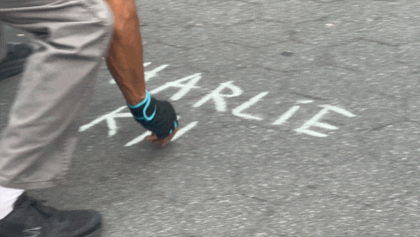 NYC avenue artist’s Charlie Kirk chalk spots honor reminiscence, divide viewers