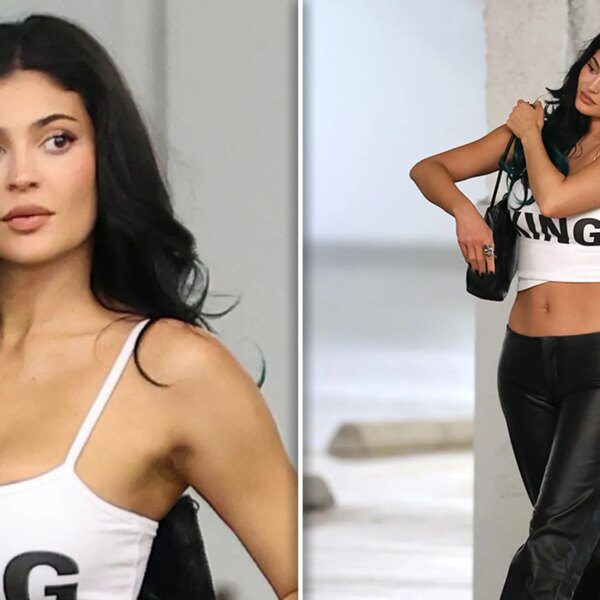 Kylie Jenner Stuns In Leather Pants, Crop Top
