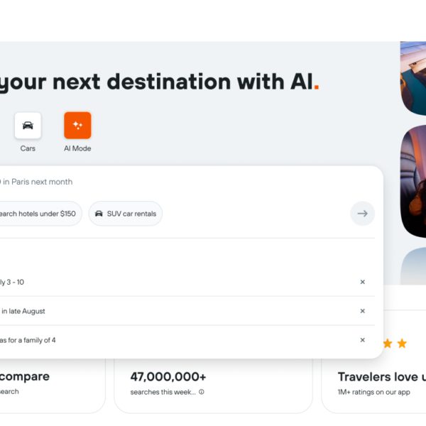 Kayak launches an ‘AI Mode’ for journey questions, search, and bookings