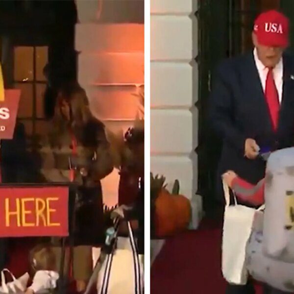 Donald and Melania Trump Hand Out Candy to Kids at White House…