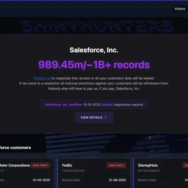 Hacking group claims theft of 1 billion data from Salesforce buyer databases