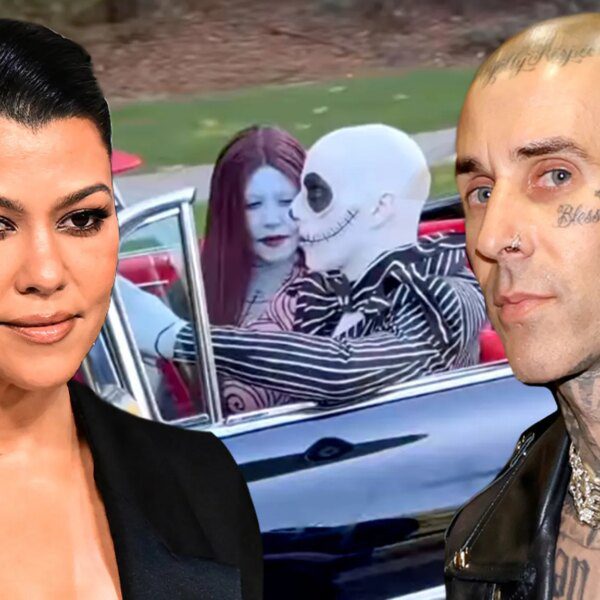 Kourtney Kardashian and Travis Barker Dress in ‘Nightmare Before Christmas’ Couples Costume