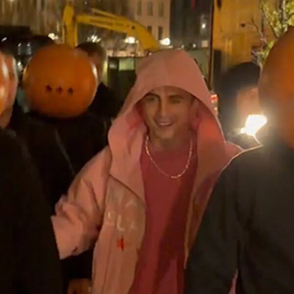 Timothée Chalamet at ‘Marty Supreme’ Pop-Up With Ping-Pong Headgear Gang, on Video