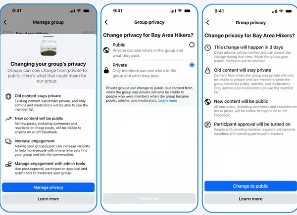 Facebook WIll Now Allow Private Groups to Switch to Public Instead