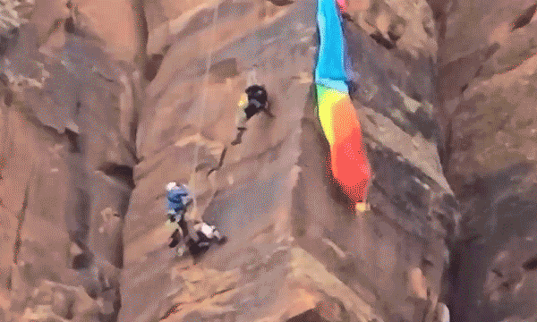Heart-racing video reveals BASE jumper rescue in Kane Creek canyon, Utah