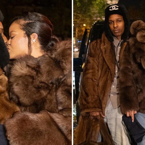 Rihanna and A$AP Rocky Share Kiss in Paris, Show Out in Fur