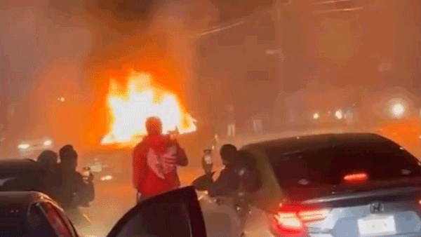 NYC avenue takeover ends with automobile torched, couple overwhelmed in ‘deliberate assault’