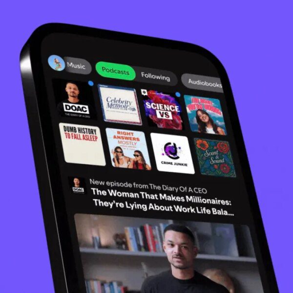Spotify now has half one million video podcasts, which almost 400M customers…